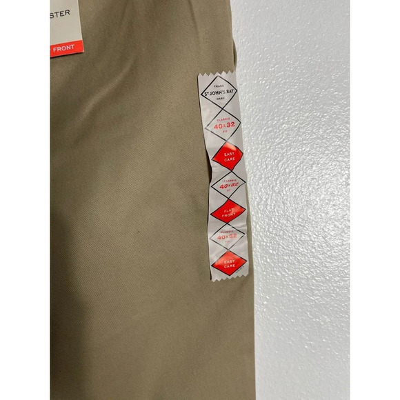 St. John Bay Mens Flat Front Straight Leg Dress Pants Brown Khaki 40x30 - Picture 4 of 5
